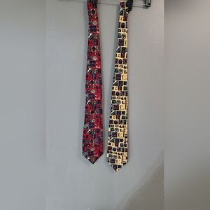 Barry Wells Vibrant Red and Yellow‎ Geometric Ties